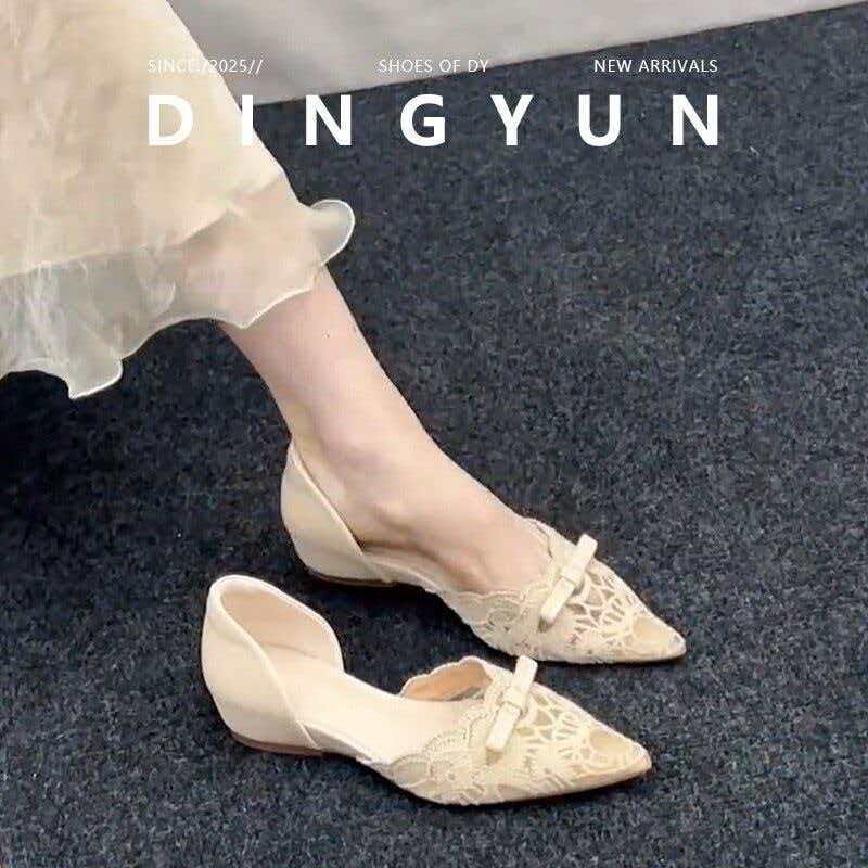 Women'S Fashion For Summer 2026 - รองเท้าส้นสูงแบบฝรั่งเศส ดีไซน์โบว์หวาน แบบโปร่ง รุ่นใหม่ประจำฤดูร้อนปี 2026 หัวแหลม