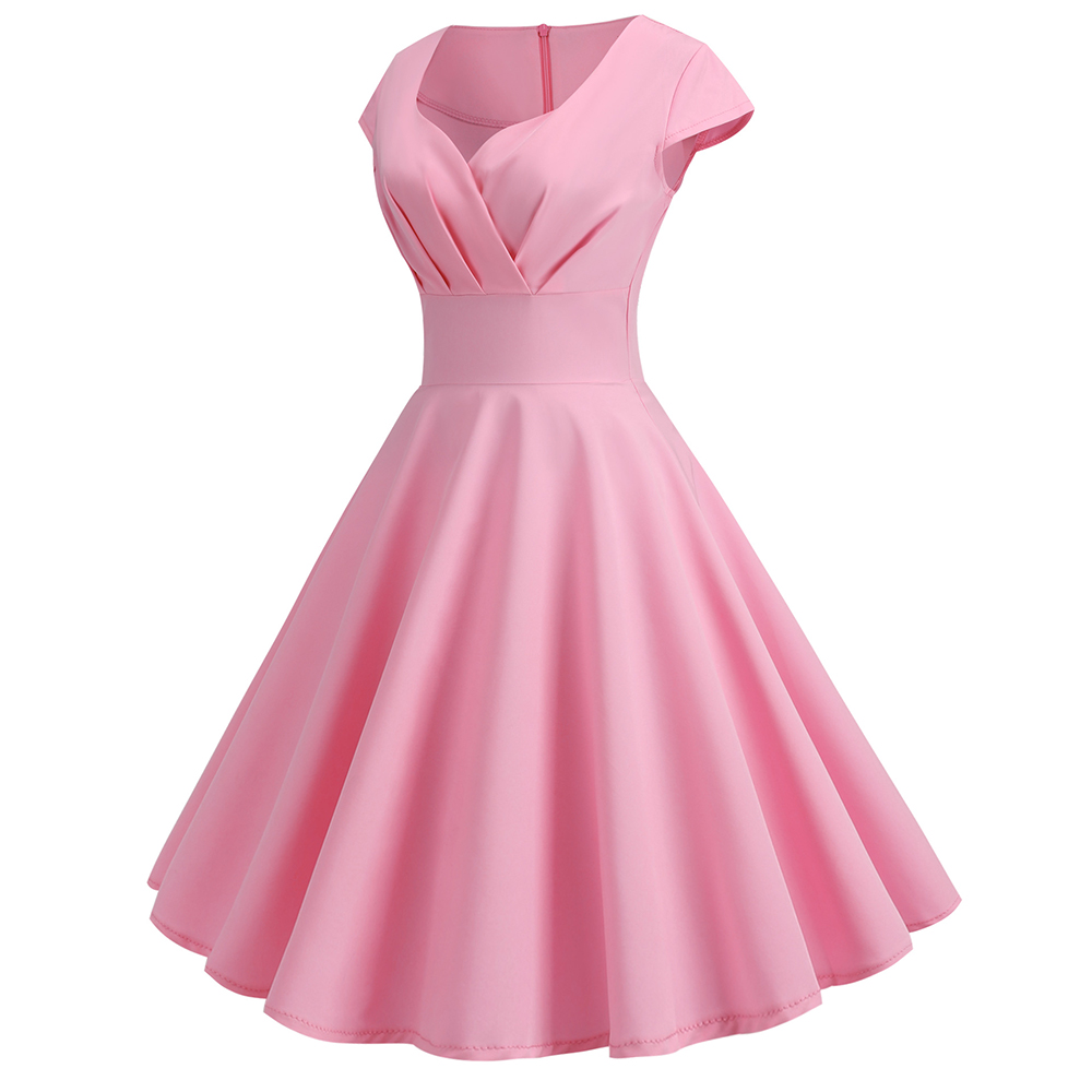 Women'S Fashion Of The 50S - เดรสแฟชั่นลดราคา ชุดเดรสผู้หญิงสไตล์เรโทร ชุดเดรสทรงสวิงนุ่มสบายสไตล์วินเทจยุค 50 ชุดเดรสออกงานใส่สบาย ไซส์