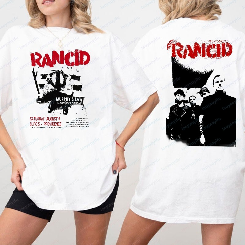Women'S Fashion Edgy - เสื้อยืดพิมพ์ลายสองด้าน Rancid สไตล์พังก์ ยูนิเซ็กส์ ลายโปสเตอร์ทัวร์คอนเสิร์ต เสื้อลำลองเท่ๆ