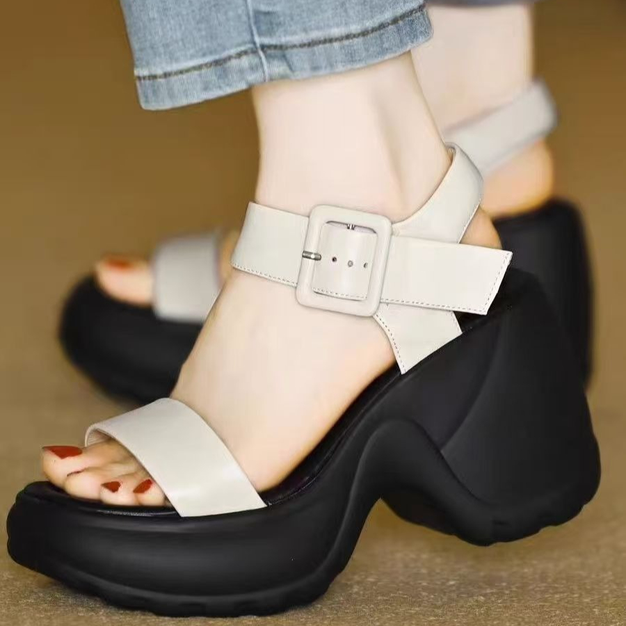 Women'S Fashion Petite - รองเท้าส้นเตารีดแบบแพลตฟอร์มสำหรับผู้หญิง ฤดูร้อน 2026 รุ่นใหม่ รองเท้าส้นเตี้ยหนังนิ่ม