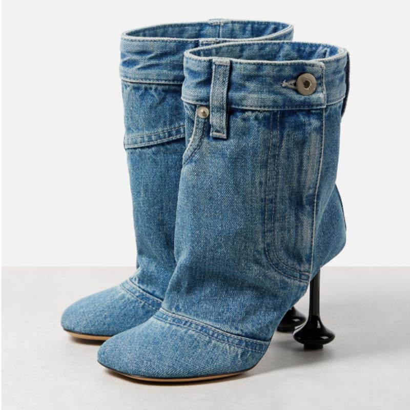 Women'S Fashion Trousers - Sepatu BOOT pendek แฟชั่นกระโปรงยีนส์มีขอบแบบไม่สม่ำเสมอใหม่ฤดูใบไม้ผลิฤดูใบไม้ร่วง