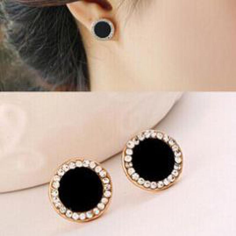 Women'S Fashion Retailers - 2017 ใหม่แฟชั่น Hot High-end อารมณ์สีดํารอบ Rhinestones
