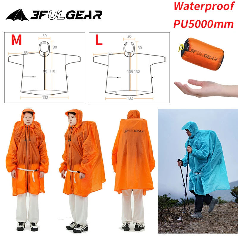 Women'S Fashion Rain Jacket - 3F UL เกียร์ซิปเสื้อกันฝน 15D ไนลอน/210T โพลีเอสเตอร์กันน้ํา