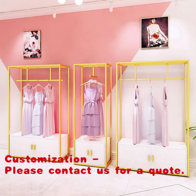 Women'S Fashion Retailers - ชั้นวางเสื้อผ้าสำหรับร้านค้าแฟชั่นผู้หญิง ชั้นวางโลหะสำหรับร้านค้าปลีก ชั้นวางเสื้อผ้าเด็ก ชั้นวางโชว์สินค้าสีทองสำหรับร้านขายเสื้อผ้า