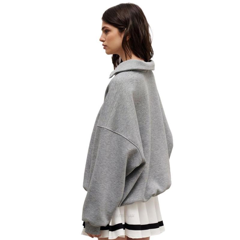 Women'S Fashion Quarter Zip - X5XAผู้หญิงแฟชั่นแขนยาวไตรมาสZipเสื้อกันหนาวครึ่งซิปลำลองหลวมเสื้อน่ารักฤดูใบไม้ร่วงเสื้อผ้าStreetwear