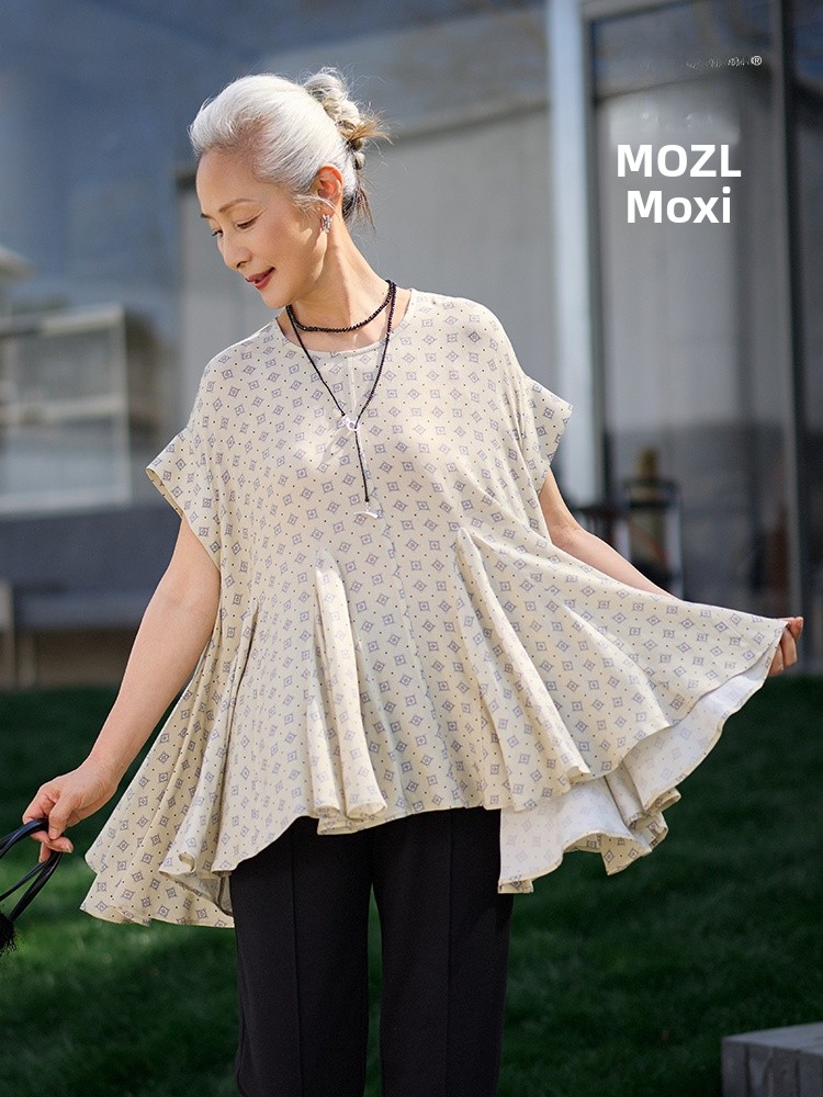 Women'S Fashion Of The 50S - Muzhi เสื้อยืดแขนสั้นแฟชั่นฤดูร้อนสำหรับคุณแม่วัยกลางคน เสื้อลำลองสำหรับผู้หญิงวัย 50 และ 60