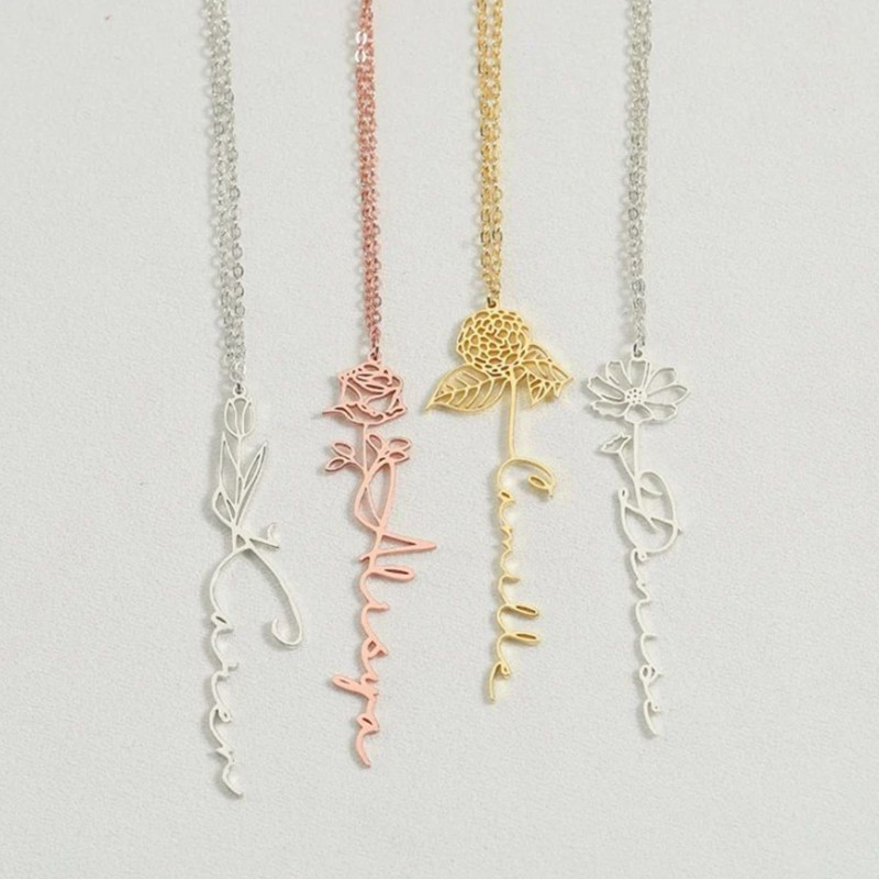 Women Fashion Name Ideas - สร้อยคอสแตนเลสส่วนบุคคล Custom Letter Charm ห่วงโซ่แฟชั่นสร้อยคอของขวัญเครื่องประดับสำหรับผู้หญิง