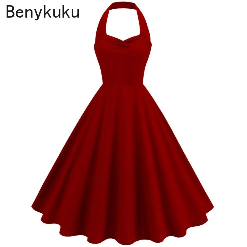 Women'S Fashion Of The 50S - ชุดเดรสวินเทจแบบผูกคอ ทรงพินอัพ ยุค 50s 60s ไม่มีสายหลัง