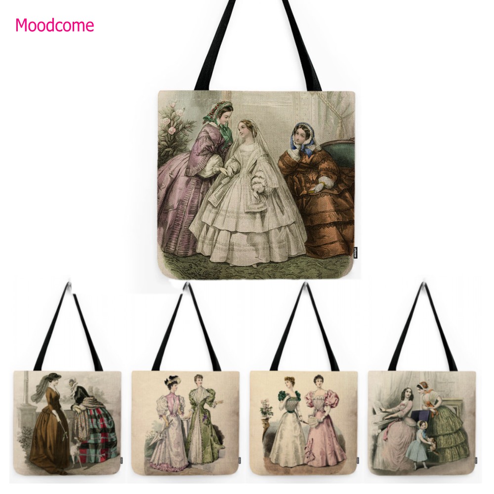 Women'S Fashion Victorian Era - Beautiful Elegant Classic ยุโรปยุควิกตอเรียผู้หญิงแฟชั่นกระเป๋าถือสำหรับผู้หญิงกันน้ำฝ้ายลินินกระเป๋าสะพายไหล่