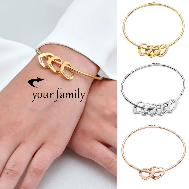 Women Fashion Name Ideas - กำไลข้อมือรูปหัวใจแบบกำหนดเอง สลักชื่อ กำไลสแตนเลสสำหรับผู้หญิง ไอเดียของขวัญส่วนตัว