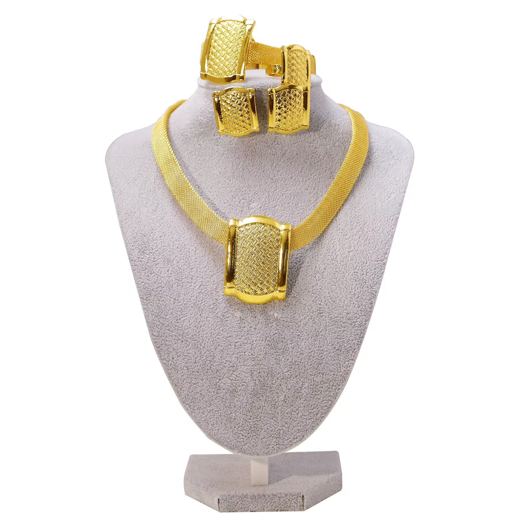 Women Fashion Uk - ใหม่ดูไบเยอรมนีอิตาลี UK 24K Gold Plated สร้อยคอต่างหูแหวนสร้อยข้อมือหมั้นชุดของขวัญเครื่องประดับสําหรับ