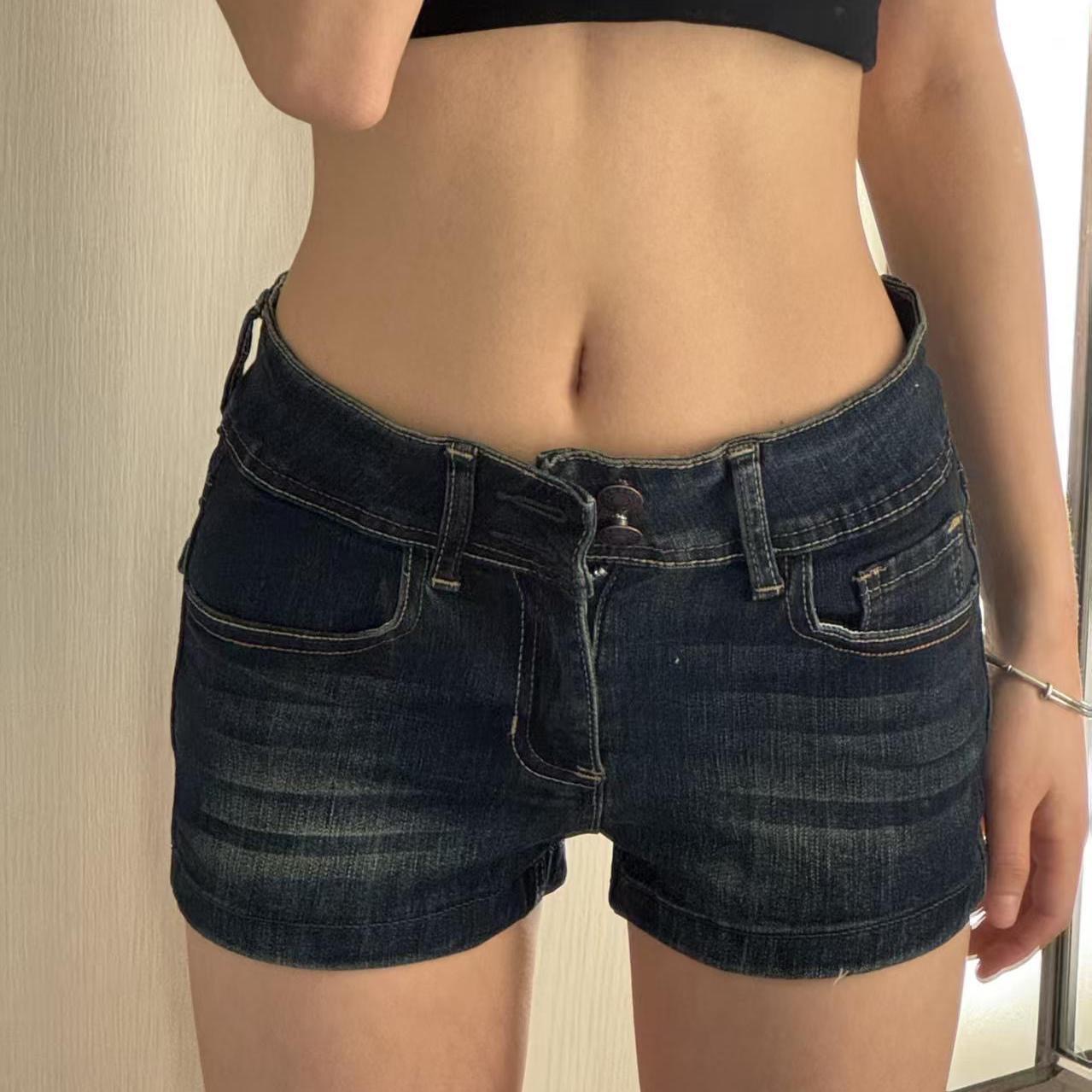 Women'S Fashion Petite - กางเกงยีนส์ขาสั้นเอวต่ำทรงสลิมฟิตสไตล์วินเทจสำหรับผู้หญิง แฟชั่นฤดูร้อน Y2K กางเกงยีนส์ลำลอง