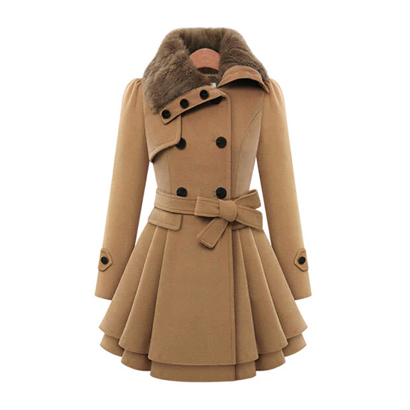 Sherpa Coat Women - ฤดูหนาวSlimขนสัตว์ยาวSherpaเสื้อสําหรับผู้หญิงStreetwear Double Breasted Collar Woolen Collar