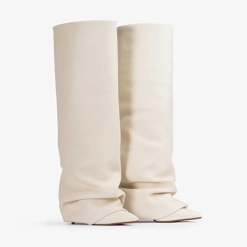 รองเท้าบูททรงสูงถึงเข่าแบบจีบส - Women'S Fashion Trousers บทวิจารณ์และราคา