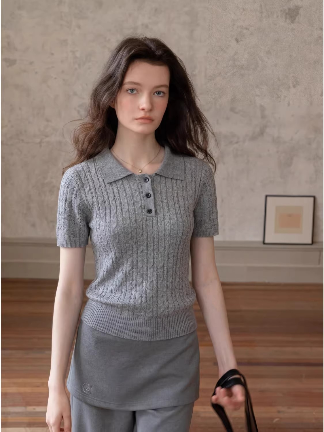 เสื้อโปโลถักลายเกลียวสไตล์ลำลอ - Women Fashion Style บทวิจารณ์และราคา