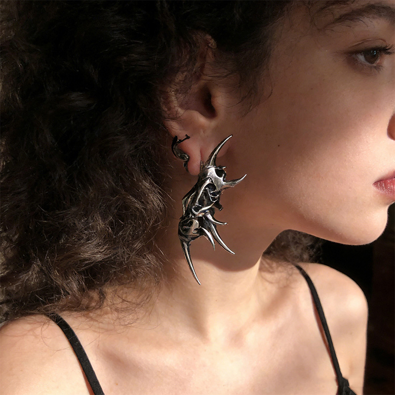 ต่างหูรูปหัวกะโหลกเขาปีศาจสุดเ - Women'S Fashion Edgy บทวิจารณ์และราคา