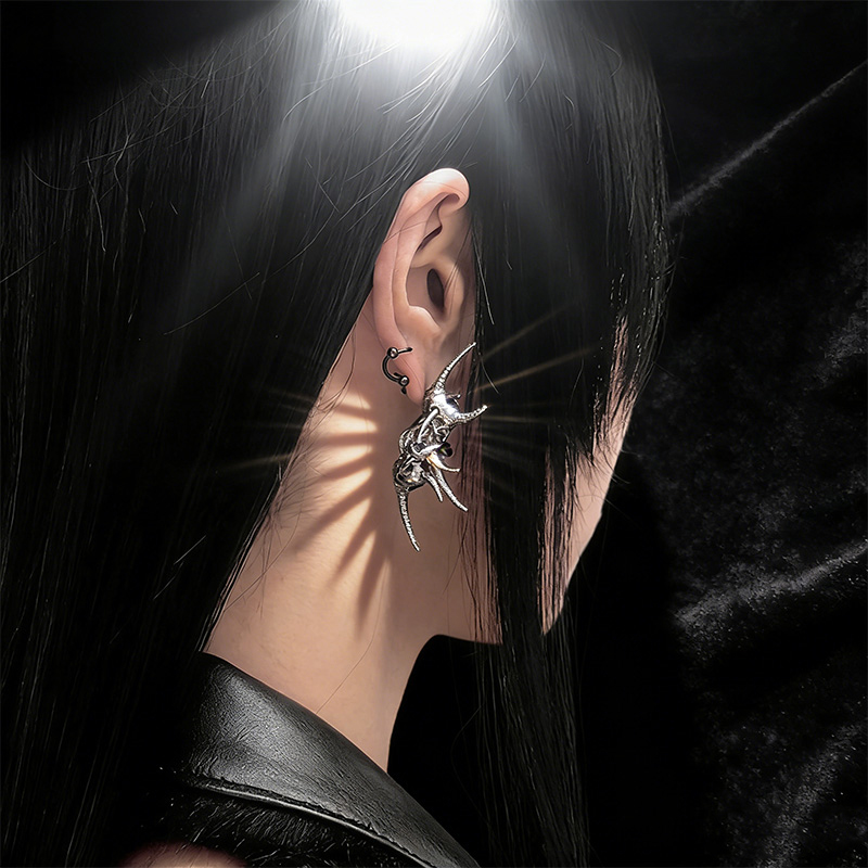 ต่างหูรูปหัวกะโหลกเขาปีศาจสุดเ - Women'S Fashion Edgy บทวิจารณ์และราคา