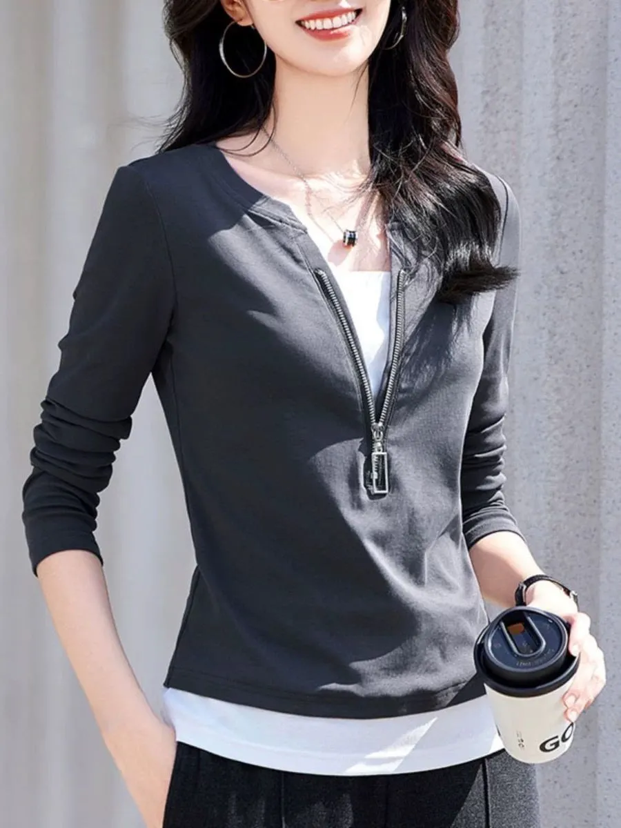 เสื้อแฟชั่นผู้หญิง คอวี ซิป แข - Women'S Fashion Quarter Zip บทวิจารณ์และราคา