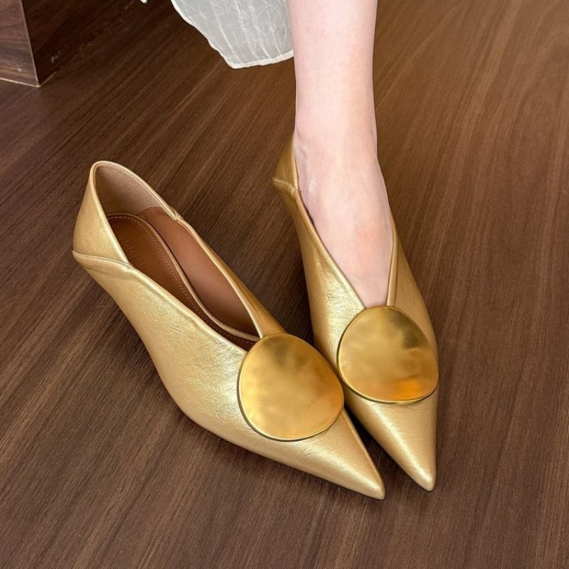 รองเท้าส้นแบนแบบสวมหัวแหลมสำหร - Women Fashion Heels บทวิจารณ์และราคา