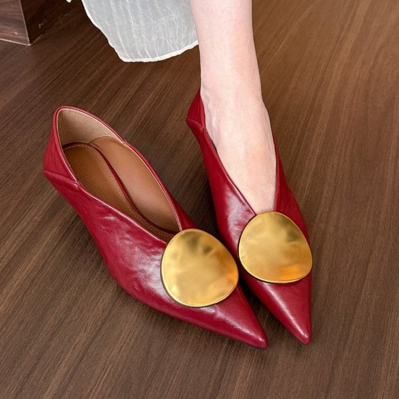 รองเท้าส้นแบนแบบสวมหัวแหลมสำหร - Women Fashion Heels บทวิจารณ์และราคา