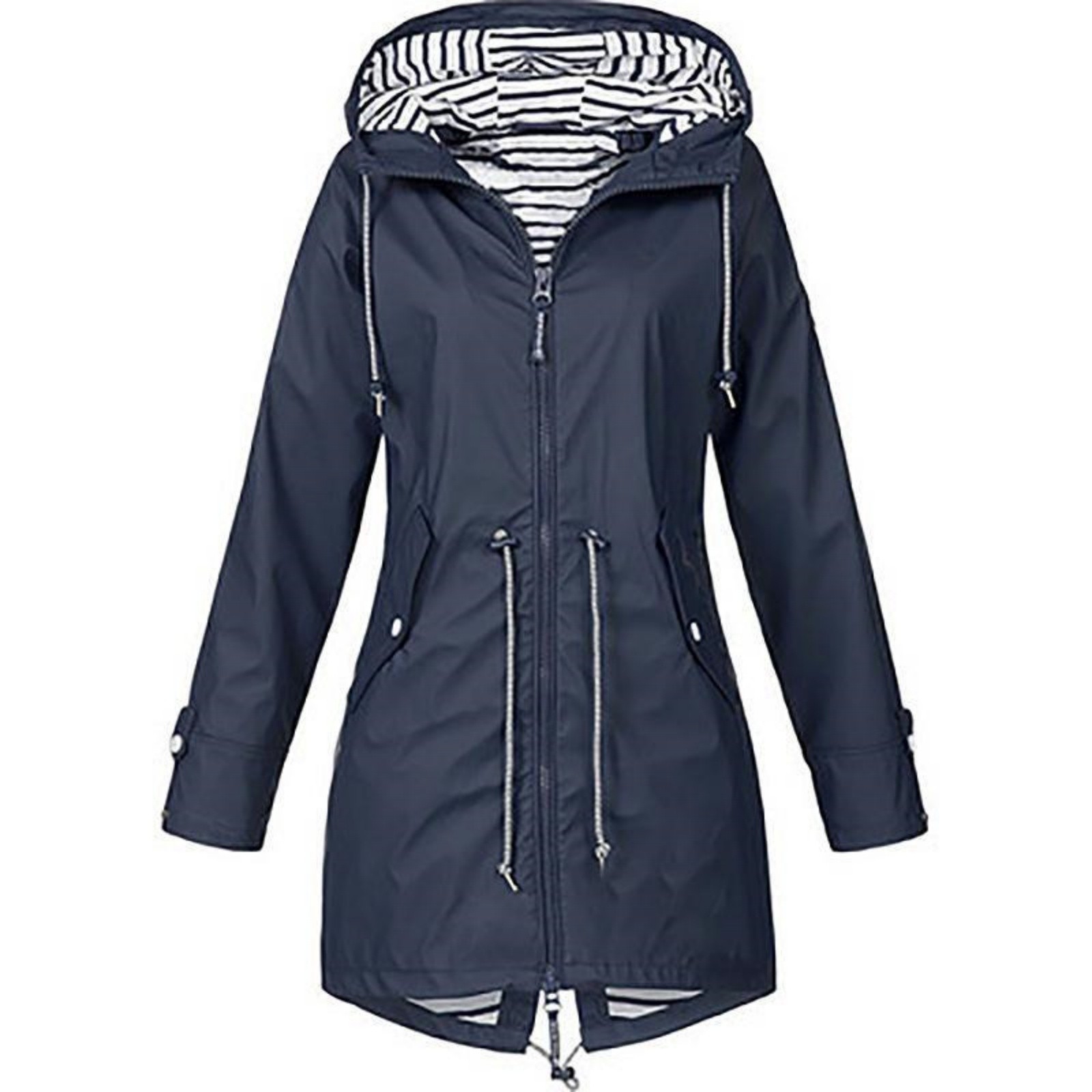 เสื้อแจ็คเก็ตกันฝนแขนยาวแบบซิป - Women'S Fashion Rain Jacket บทวิจารณ์และราคา