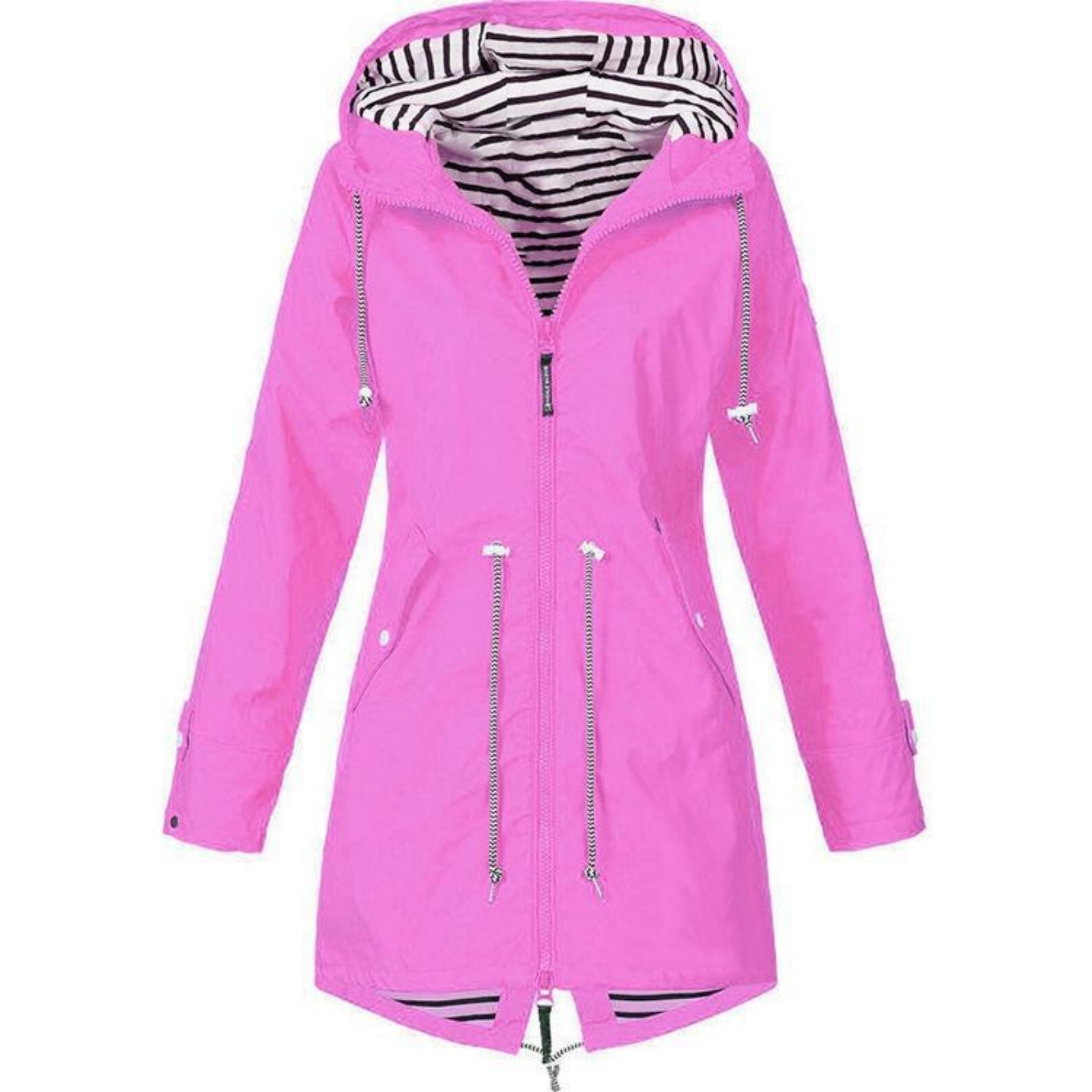 เสื้อแจ็คเก็ตกันฝนแขนยาวแบบซิป - Women'S Fashion Rain Jacket บทวิจารณ์และราคา