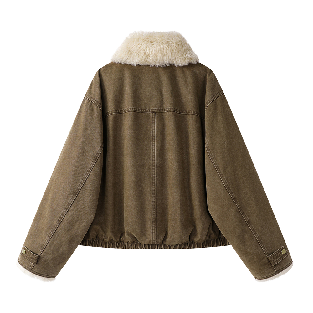 เสื้อแจ็คเก็ตยีนส์บุขนสตรี เสื - Sherpa Coat Women บทวิจารณ์และราคา