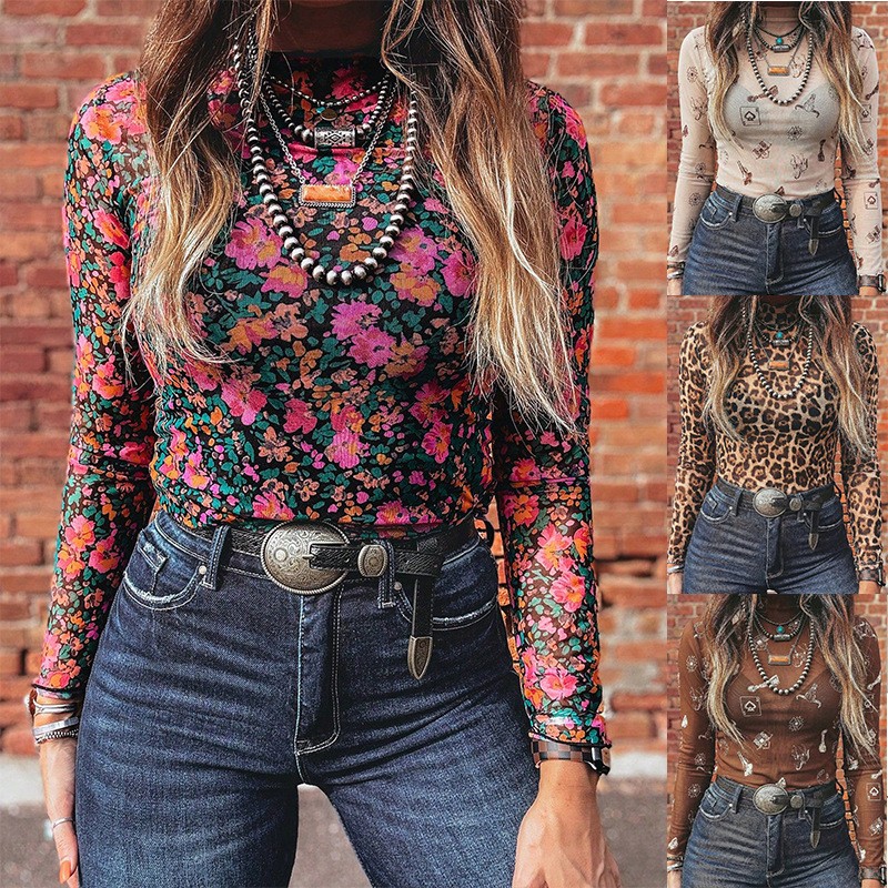 เสื้อยืดแขนยาวคอเต่าตาข่ายสไตล - Women Fashion Style บทวิจารณ์และราคา