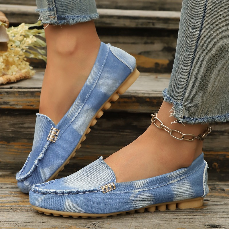 รองเท้าโลฟเฟอร์แบบสวมสีฟ้าอ่อน - Women Fashion Heels บทวิจารณ์และราคา