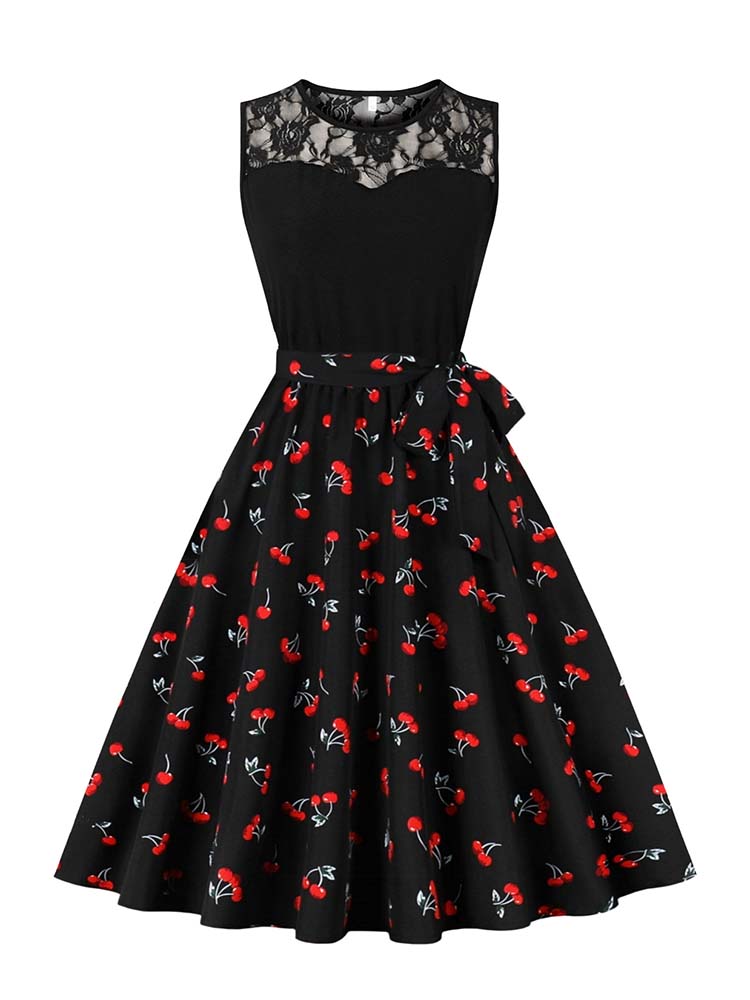 Elegant High เอวแขนกุดจีบ Midi - Women'S Fashion Of The 50S บทวิจารณ์และราคา