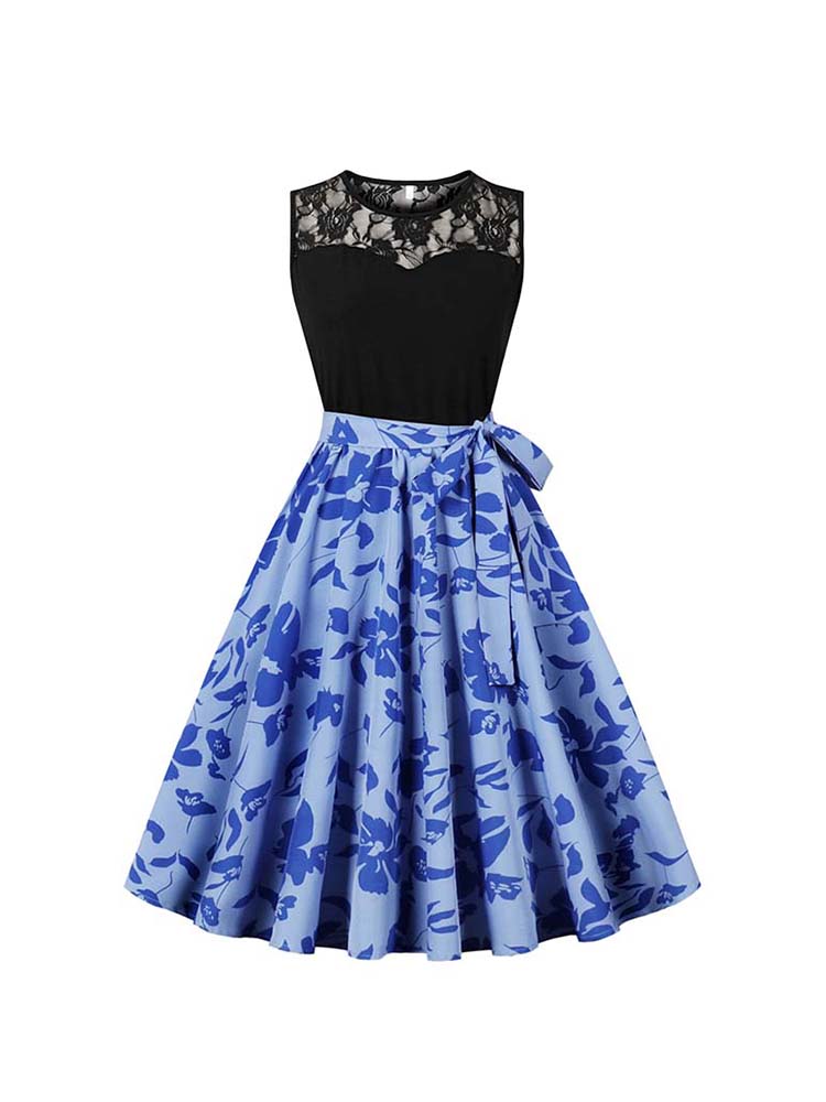 Elegant High เอวแขนกุดจีบ Midi - Women'S Fashion Of The 50S บทวิจารณ์และราคา