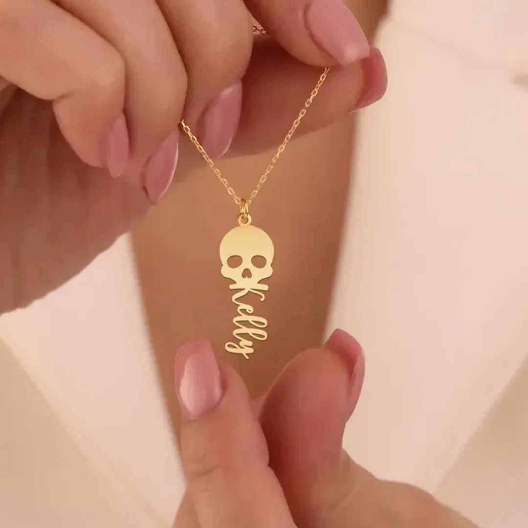 สร้อยคอหัวกะโหลกแบบกำหนดเอง สล - Women'S Fashion Edgy บทวิจารณ์และราคา