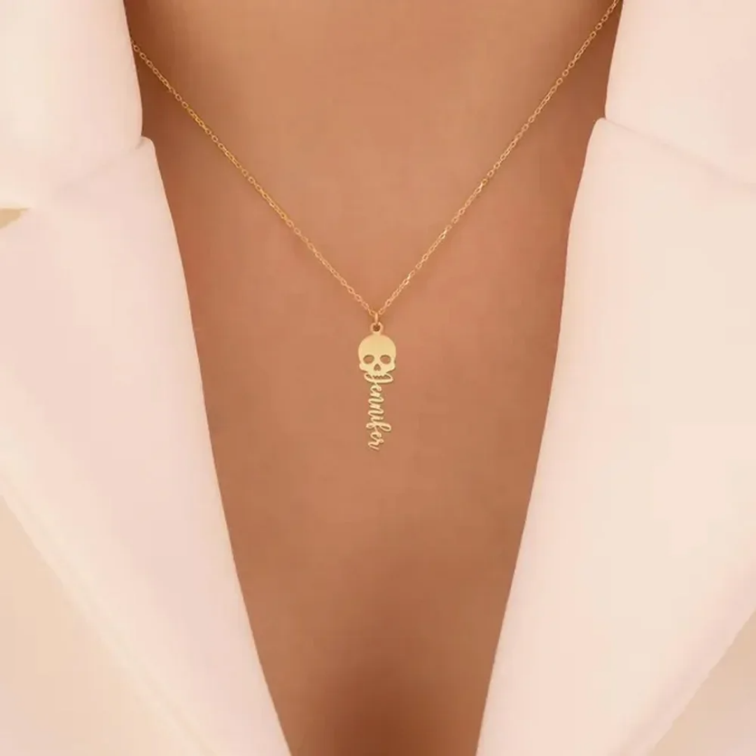 สร้อยคอหัวกะโหลกแบบกำหนดเอง สล - Women'S Fashion Edgy บทวิจารณ์และราคา