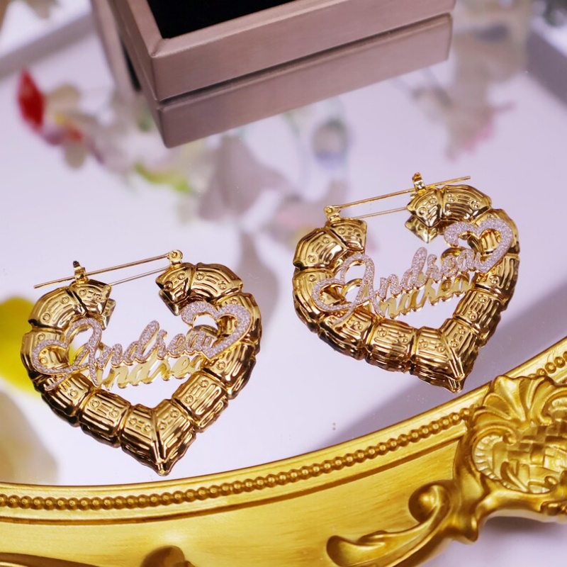 ต่างหูไม้ไผ่รูปหัวใจสีเงินแบบก - Women Fashion Name Ideas บทวิจารณ์และราคา