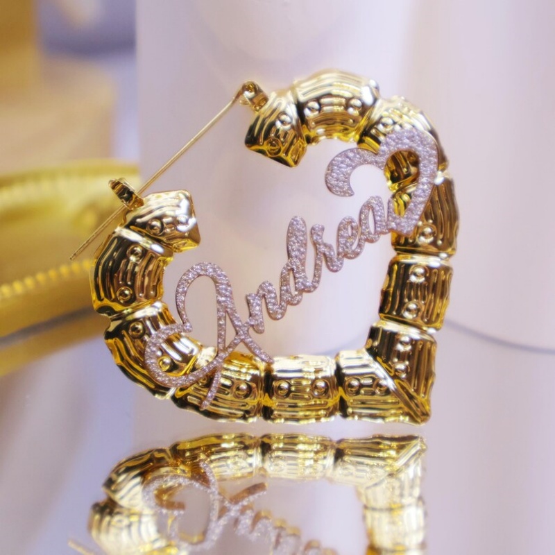 ต่างหูไม้ไผ่รูปหัวใจสีเงินแบบก - Women Fashion Name Ideas บทวิจารณ์และราคา