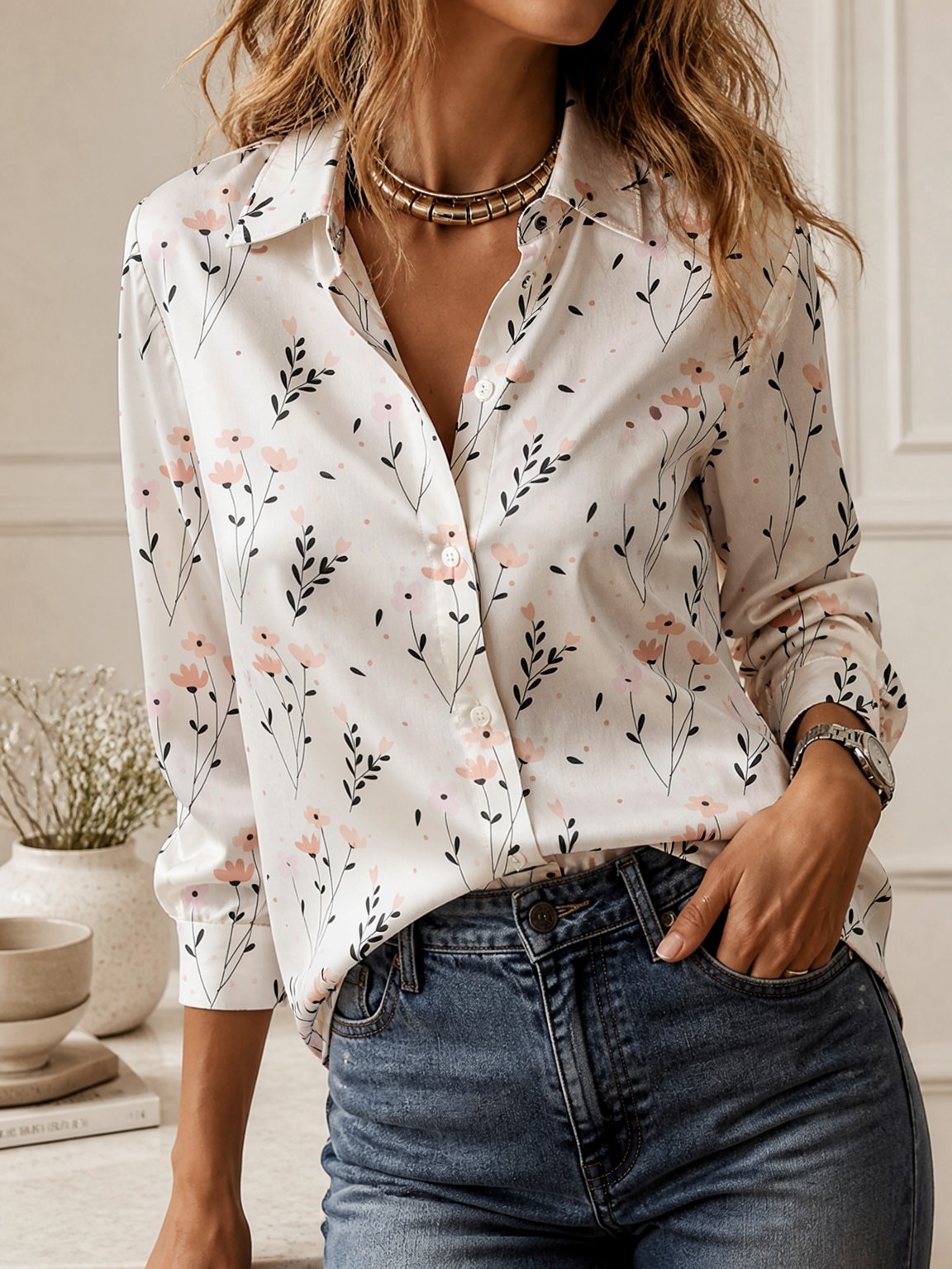 เสื้อเชิ้ตแขนยาวสไตล์มินิมอลปี - Women Fashion Style บทวิจารณ์และราคา